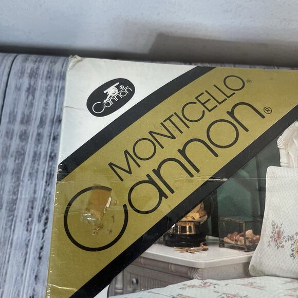 Vintage Monticello Cannon 3pc Twin Sheet Set Pillowcase Orange Yellow Floral 692 - Picture 6 of 13